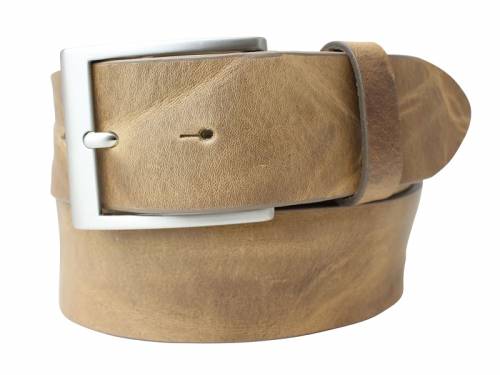 Hochwertiger Lederg�rtel MADE IN ITALY taupe Used-Look - Gr��e 80 (Breite 4 cm) - Bild vergr��ern 