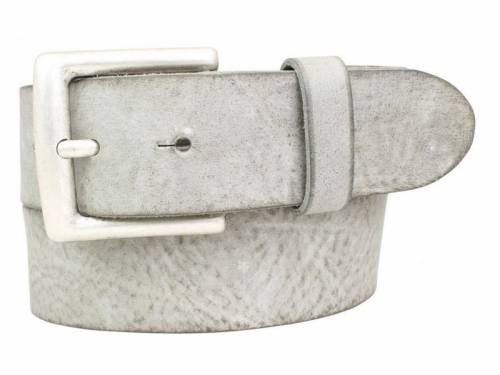 Hochwertiger sportiver Lederg�rtel MADE IN ITALY hellgrau Used-Vintage-Look - Gr��e 105 (Breite ca. 4 cm) - Bild vergr��ern 