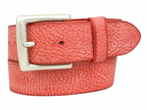 Hochwertiger sportiver Lederg�rtel MADE IN ITALY rot Used-Vintage-Look - Gr��e 105 (Breite ca. 4 cm) - Bild vergr��ern 