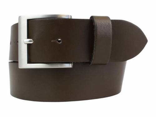 Hochwertiger Lederg�rtel MADE IN ITALY dunkelbraun glatt - Gr��e 105 (Breite 4 cm) - Bild vergr��ern 