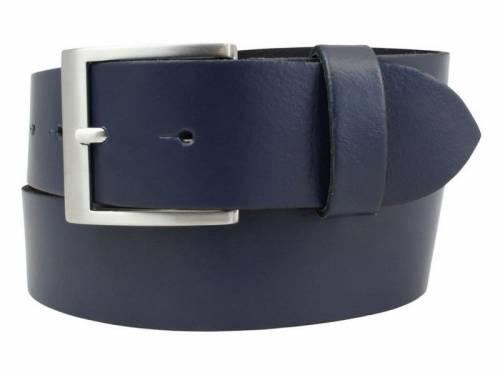 Hochwertiger Lederg�rtel MADE IN ITALY dunkelblau glatt - Gr��e 105 (Breite 4 cm) - Bild vergr��ern 