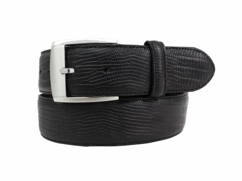 Hochwertiger Lederg�rtel MADE IN ITALY schwarz Reptilpr�gung - Gr��e 105 (Breite ca. 4 cm) - Bild vergr��ern 