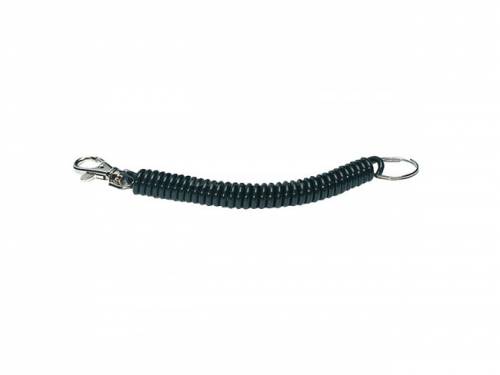 Schl�sselkette -Teleschnur- schwarz mit Karabiner und Schl�sselring - Bild vergr��ern 