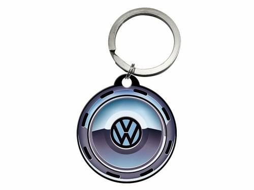 Retro-Schl�sselanh�nger/Taschenanh�nger VW Wheel schwarz/blau/grau von Nostalgic-Art - Bild vergr��ern 