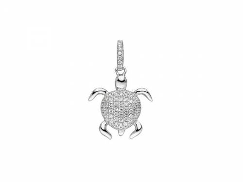 Schmuckanh�nger/Halsschmuck -Schildkr�te- mit Zirkonia-Steinen echt Silber 925 rhodiniert (26 x 17 mm) - Bild vergr��ern 