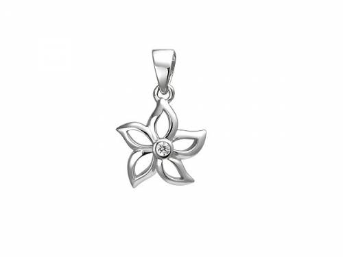 Schmuckanhnger/Halsschmuck -kleine Blume- poliert echt Silber 925 rhodiniert (12 x 11 mm) - Bild vergrern 