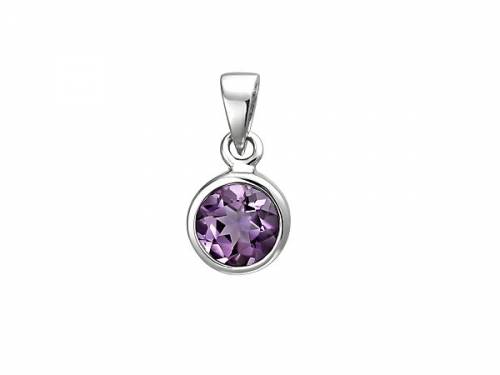 Schmuckanhnger/Halsschmuck -Amethyst rund- echt Silber 925 rhodiniert (7 x 7 mm) - Bild vergrern 