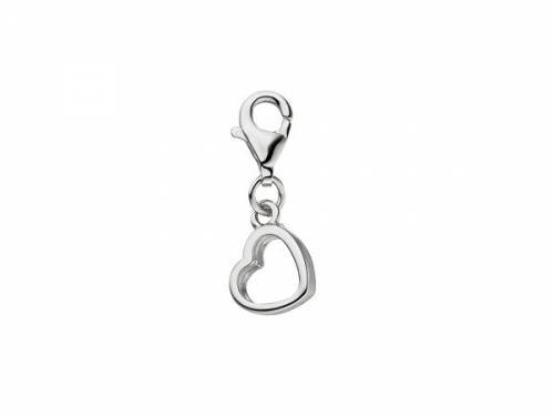 Dekorativer Charm-Anh�nger -Herz- echt Silber 925 rhodiniert mit Karabinerhaken - Bild vergr��ern 
