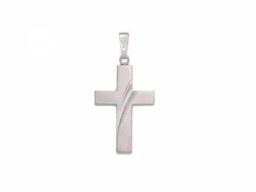Schmuckanh�nger/Halsschmuck -Kreuz- teilmattiert echt Silber 925 rhodiniert (31 x 19 mm) - Bild vergr��ern 