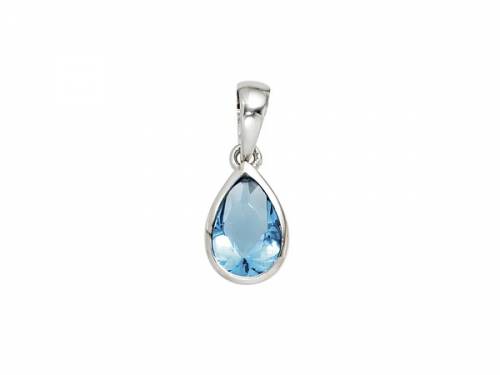 Schmuckanh�nger/Halsschmuck -Zirkonia blau- Tropfenform echt Silber 925 rhodiniert (13 x 7 mm) - Bild vergr��ern 