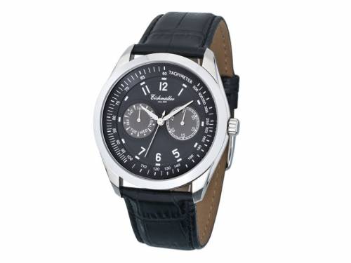 ABVERKAUF: Sportliche Herrenuhr Edelstahl silberfarben Ziffernblatt schwarz von Eichm�ller (*EM*HU*) - Bild vergr��ern 