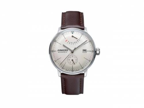 Automatik-Armbanduhr Junkers -6060-5- Bauhaus Edelstahl poliert Leder-Uhrenarmband (*JK*HU*) - Bild vergr��ern 