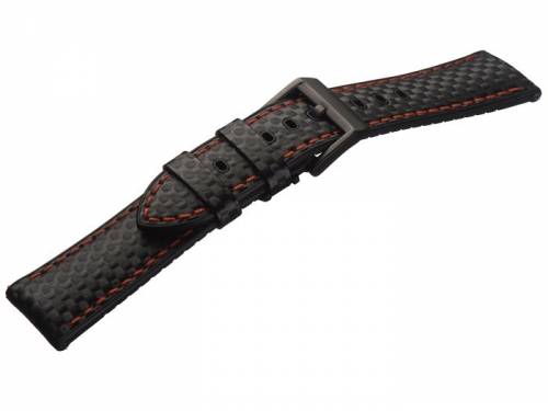 Hybridband -Max Endurance Sport- 22mm schwarz KarbonLook/Silikon rote Naht EASY-CLICK v. STAILER (Schlieenansto 20 mm) - Bild vergrern 