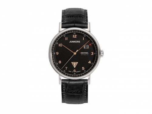 Automatik-Armbanduhr Junkers -6754-5- Eisvogel Edelstahl poliert Leder-Uhrenarmband (*JK*HU*) - Bild vergr��ern 