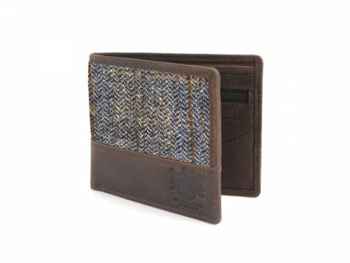 Extravagante Geldb�rse -Harris Tweed Carloway- Textil/Leder braun/dunkelbraun etc. von BRITISH BAGS - Bild vergr��ern 