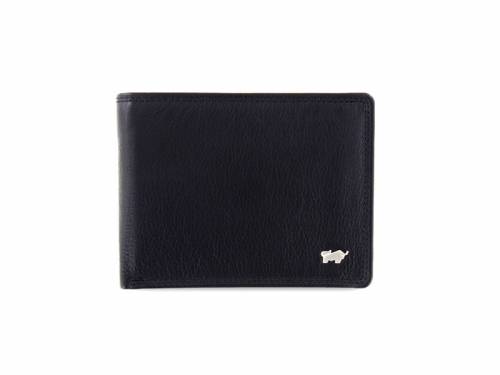 Geldb�rse Golf Secure Rindleder fein genarbt RFID Schutz schwarz mit Logo von Braun B�ffel - Bild vergr��ern 