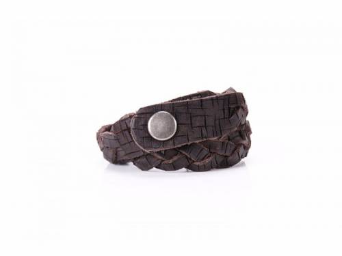 Schmuck-Armband braun Leder Vintage-Look Druckverschluss - Bandl�nge ca. bis 21cm - Bild vergr��ern 