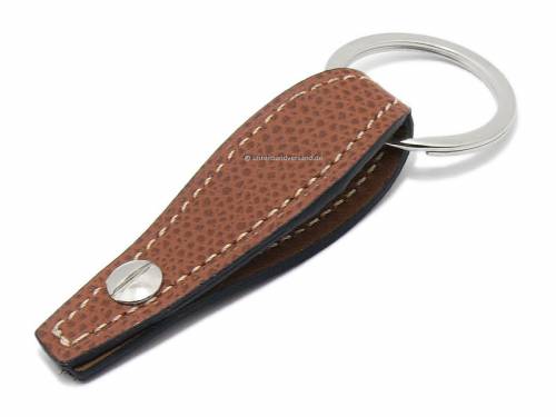 ABVERKAUF: Handgefertigter Schl�sselanh�nger -Llavero Buffalo- echt B�ffel-Leder hellbraun Niete Atelier Ferrer Channel - Bild vergr��ern 