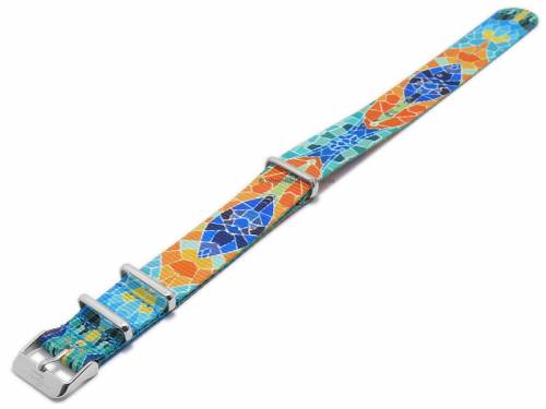Uhrenarmband -NATO Gaudi- 22mm hellblau/dunkelblau Textil Durchzugsband im NATO-Style von ATELIER FERRER CHANNEL - Bild vergr��ern 