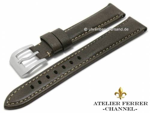 Uhrenarmband -Becerro Sport PAN- 22mm dunkelbraun Leder helle Naht von ATELIER FERRER CHANNEL (Schlie�enansto� 20 mm) - Bild vergr��ern 