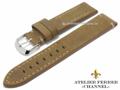 Uhrenarmband -Rustika Militar- 22mm hellbraun Leder Vintage-Look von ATELIER FERRER CHANNEL (Schlie�enansto� 22 mm) - Bild vergr��ern 