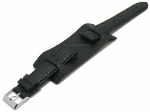 ABVERKAUF: Uhrenarmband -Bund Bullhead- 18mm schwarz Leder Lederunterlage ATELIER FERRER CHANNEL (Schlie�enansto� 16 mm) - Bild vergr��ern 