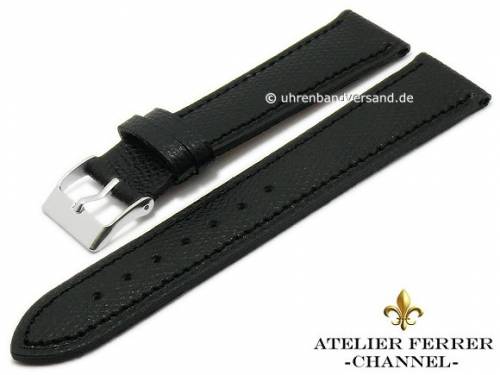 Uhrenarmband -Bufalo Chagrin- 18mm schwarz genarbt matt abgen�ht von ATELIER FERRER CHANNEL (Schlie�enansto� 16 mm) - Bild vergr��ern 