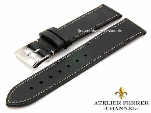 Uhrenarmband -Becerro HRM-Style- 16mm schwarz Leder helle Naht von ATELIER FERRER CHANNEL (Schlie�enansto� 14 mm) - Bild vergr��ern 