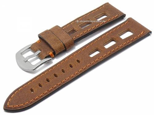 ABVERKAUF: Uhrenband -Le Mans- 24mm braun Antilope EASY-CLICK orange Naht ATELIER FERRER CHANNEL (Schlie�enansto� 22 mm) - Bild vergr��ern 