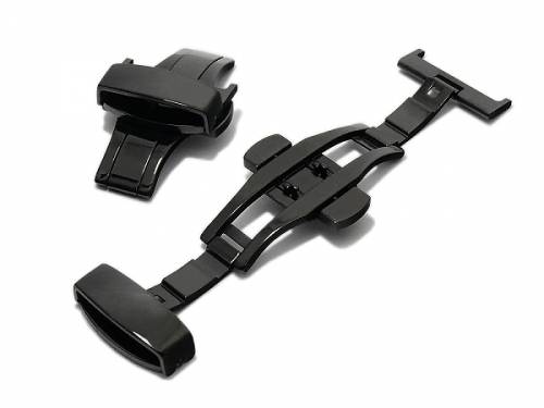 PREISTIPP: Butterfly-Faltschlie�e (AcBFS-00008) 20mm schwarz Edelstahl poliert mit seitlichen Dr�ckern - Bild vergr��ern 