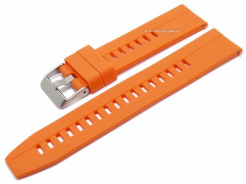Uhrenarmband 22mm orange Silikon glatt leichter Rundansto� mit Schnellwechsel-Stegen (Schlie�enansto� 22 mm) - Bild vergr��ern 