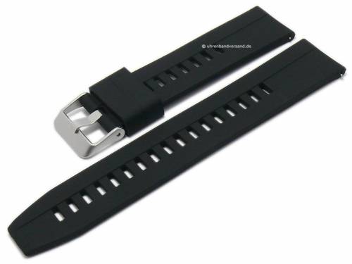 Uhrenarmband 22mm schwarz Silikon glatt leichter Rundansto� mit Schnellwechsel-Stegen (Schlie�enansto� 22 mm) - Bild vergr��ern 