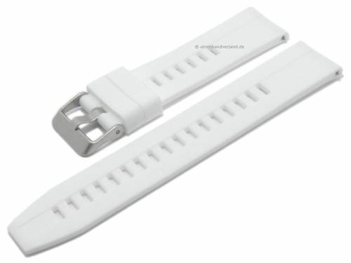 Uhrenarmband 22mm wei� Silikon glatt leichter Rundansto� mit Schnellwechsel-Stegen (Schlie�enansto� 22 mm) - Bild vergr��ern 