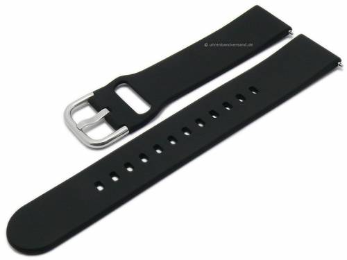 Basic-Uhrenarmband 20mm schwarz Silikon glatt matt Schnellwechsel-Stegen (Schlie�enansto� 20 mm) - Bild vergr��ern 