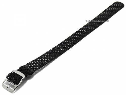 Uhrenarmband 18mm schwarz Perlon/Textil Durchzugsband Netzstruktur - Bild vergrern 