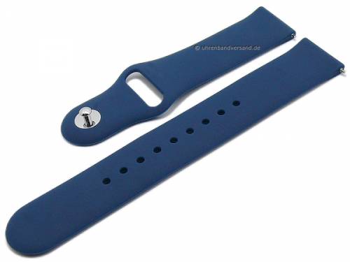 Basic-Uhrenarmband 22mm navyblau Silikon glatt matt mit Schnellwechsel-Stegen (Schlieenansto 22 mm) - Bild vergrern 