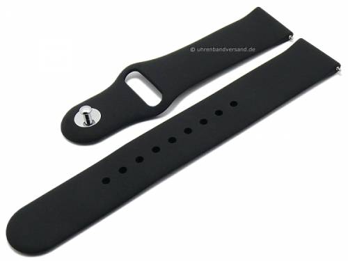 Basic-Uhrenarmband 22mm schwarz Silikon glatt matt mit Schnellwechsel-Stegen (Schlie�enansto� 22 mm) - Bild vergr��ern 