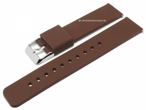 Basic-Uhrenarmband 20mm dunkelbraun Silikon matt glatt mit Schnellwechsel-Stegen (Schlieenansto 20 mm) - Bild vergrern 