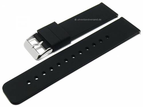 Basic-Uhrenarmband 24mm schwarz Silikon matt glatt mit Schnellwechsel-Stegen (Schlie�enansto� 24 mm) - Bild vergr��ern 