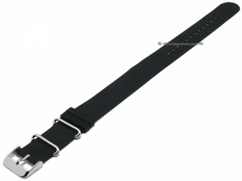 Uhrenarmband 20mm schwarz Silikon einlagiges Durchzugsband im NATO-Style - Bild vergrern 