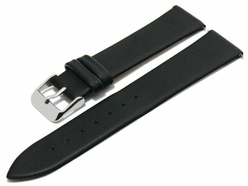 PREISTIPP: Uhrenarmband 18mm schwarz Leder ohne Naht mit Schnellwechsel-Stegen (Schlie�enansto� 16 mm) - Bild vergr��ern 