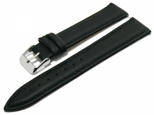 PREISTIPP: Uhrenarmband 22mm schwarz Leder abgenht mit Schnellwechsel-Stegen (Schlieenansto 20 mm) - Bild vergrern 