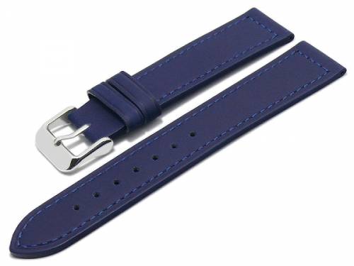 PREISTIPP: Uhrenarmband 20mm dunkelblau Leder abgen�ht glatt flach (Schlie�enansto� 18 mm) - Bild vergr��ern 
