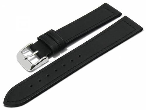 PREISTIPP: Uhrenarmband 22mm schwarz Leder abgen�ht glatt flach (Schlie�enansto� 20 mm) - Bild vergr��ern 