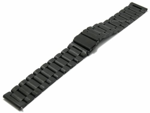 Preistipp: Uhrenarmband 18mm schwarz Edelstahl massiv matt Faltschliee mit Schnellwechsel-Stegen - Bild vergrern 