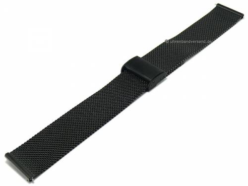 Uhrenarmband 22mm schwarz Milanaise poliert mittelschweres Geflecht mit Gleitschlie�e & Schnellwechsel-Stegen - Bild vergr��ern 