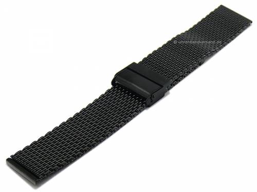 Preistipp: Uhrenarmband 24mm Milanaise schwarz mittelschweres Geflecht mit Sicherheits-Schiebeverschlu� - Bild vergr��ern 