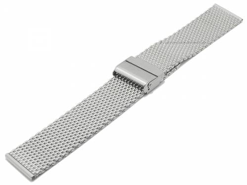 Preistipp: Uhrenarmband 20mm Milanaise stahlfarben mittelschweres Geflecht mit Sicherheits-Schiebeverschlu - Bild vergrern 