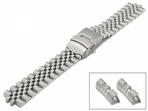 Preistipp: Uhrenarmband 20mm silberfarben Edelstahl massiv teilweise poliert Rundansto� mit Faltschlie�e - Bild vergr��ern 