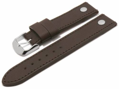 Ersatz-Uhrenarmband 20mm dunkelbraun Leder genarbt abgen�ht 1 Niete f�r MESSERSCHMITT 3H129 - Bild vergr��ern 
